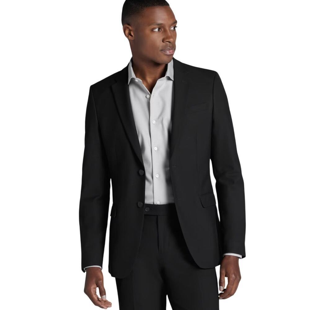 Egara Slim Fit Black Wool Blazer New With Tags Size 40s Retail $399